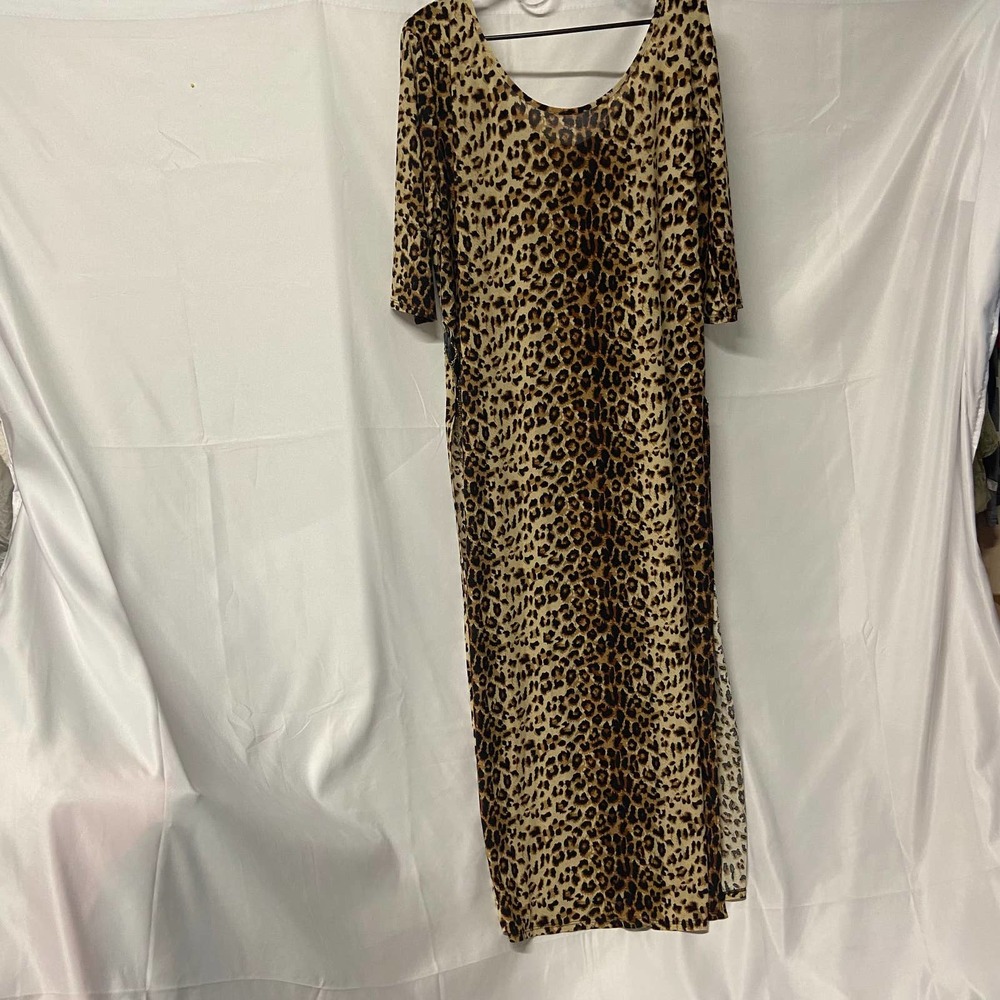 Topia Dress Side Slit W/ Chains Animal Print Cheetah no Size See Measurements